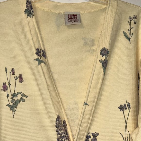 ART UNLIMITED SPORTSWEAR LONG SLEEVE PLANTS PRINT V-NECK CARDIGAN/POCKETS. - Picture 9 of 13